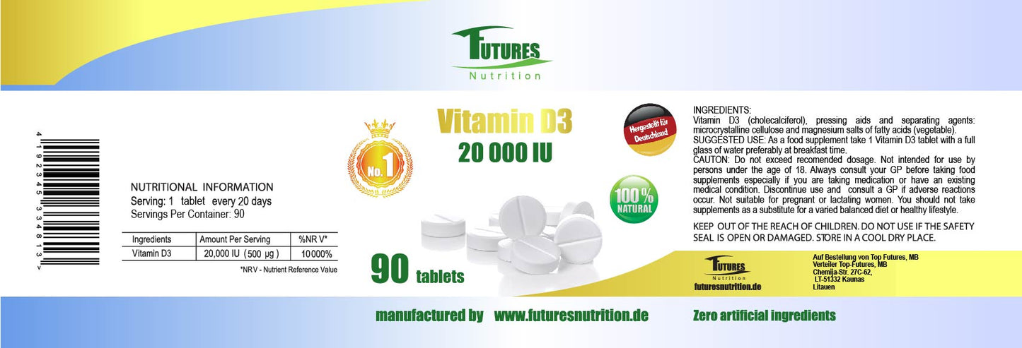 3 X Vitamin D3 20000I.E 270 Tabletten