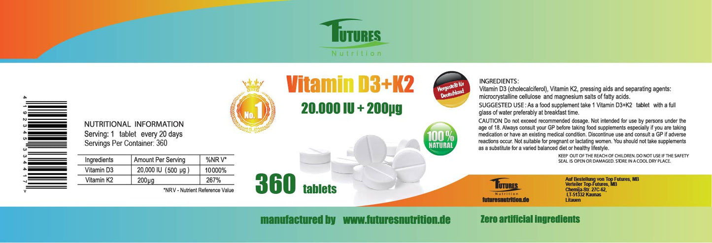 Einnahmehinweise für Vitamin D3 K2 MK7 20.000 IE – wöchentliche Anwendung