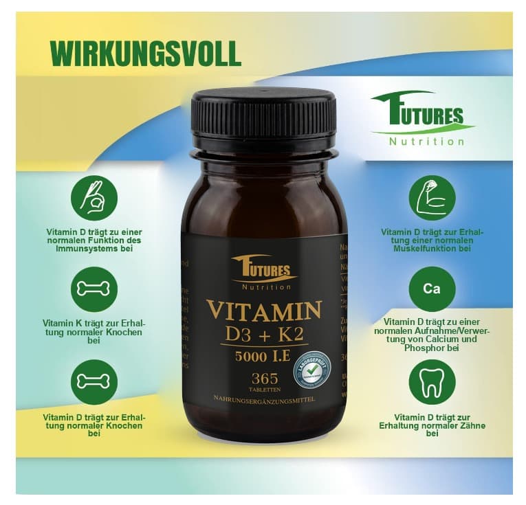 Vitamin D3 5.000 I.E. + K2 (MK-7) – 365 Tabletten, vegan – 4