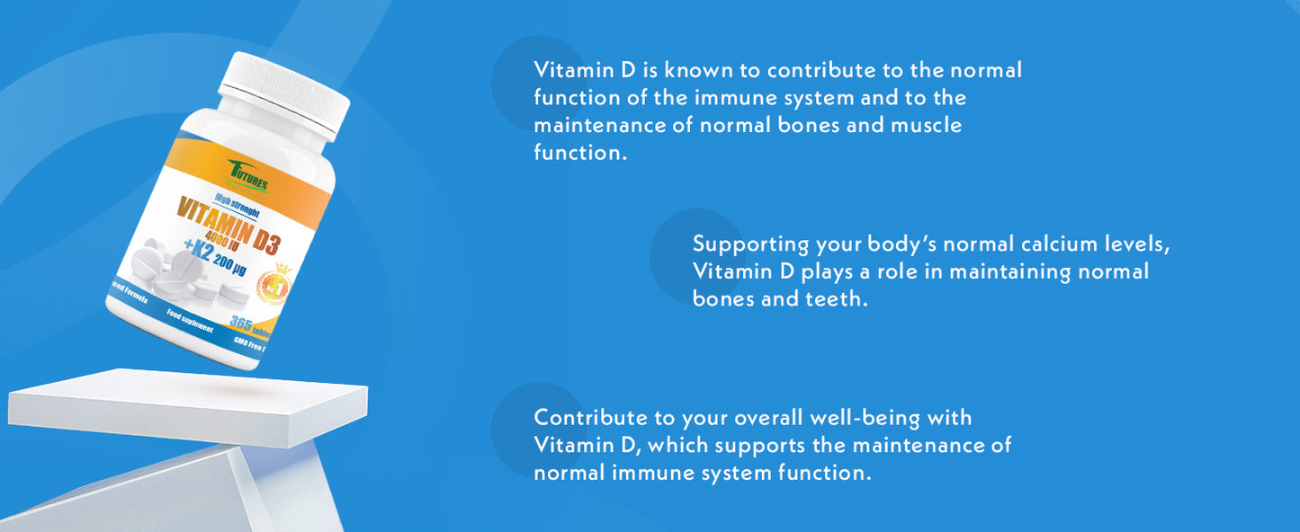 Vitamin D3 + K2 4000 IU 50x365 Tabletten: Ihr täglicher Gesundheitspartner von Futures Nutrition