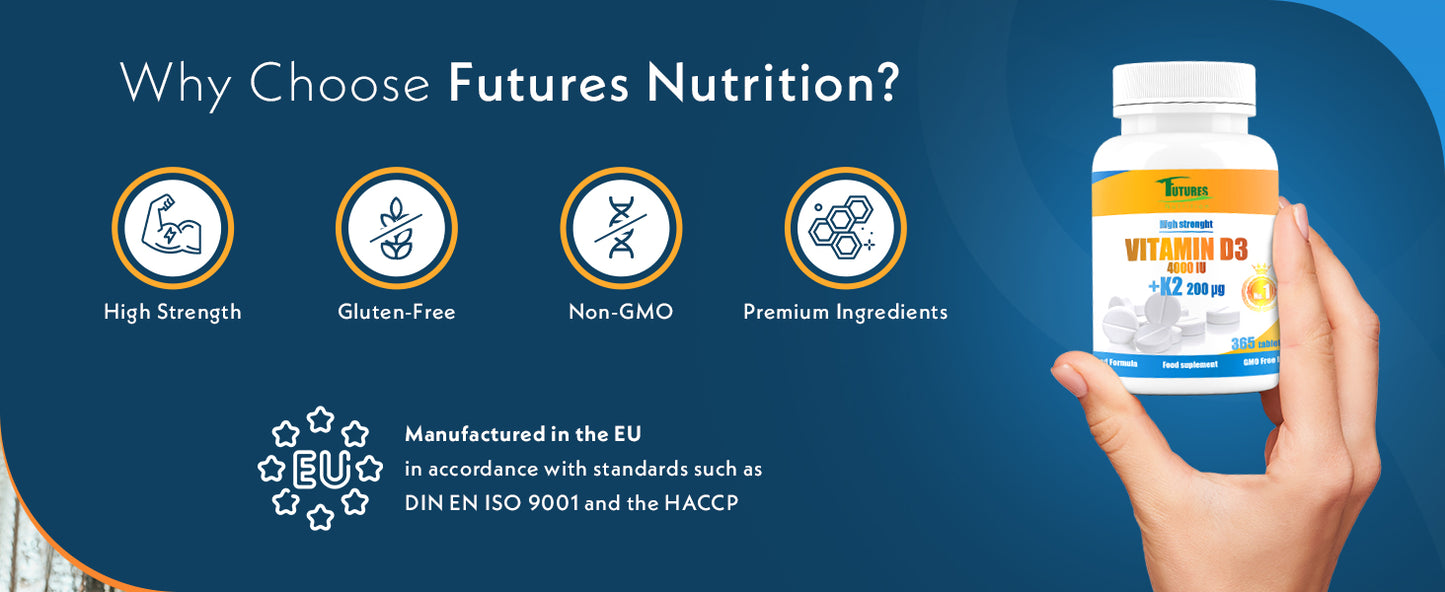 Vitamin D3 4000 IU + vitamin K2 - 2x365 tablete - Futures Nutrition - Vitamin D3 K2