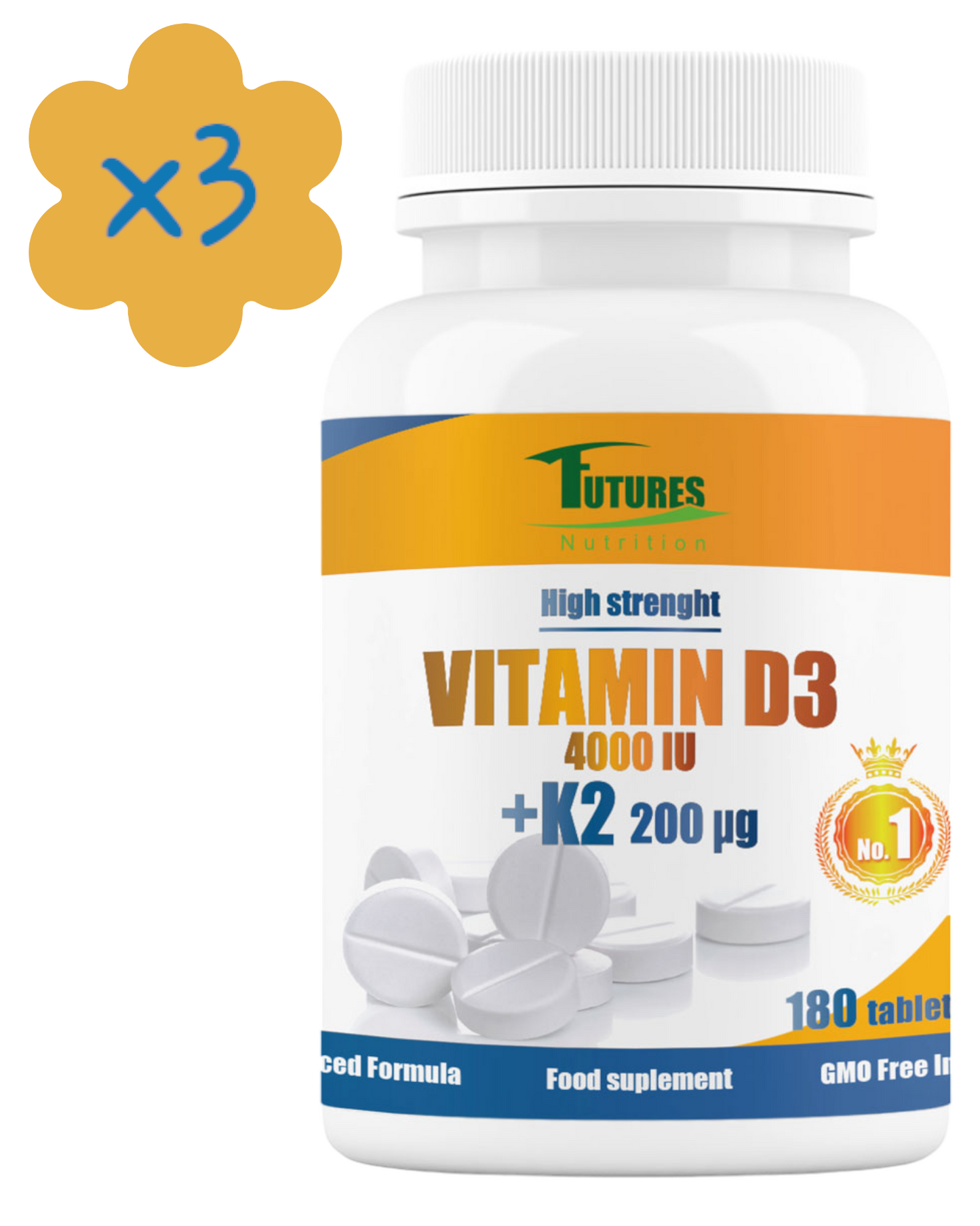 Vitamin D3 + K2 4000 IE combined nutritional supplements