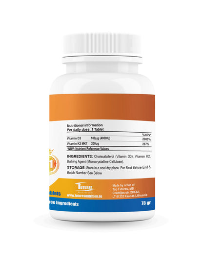 Vitamin D3 + K2 4000 IU 5x365 tablets: A year -round health companion of Future Nutrition Introduction