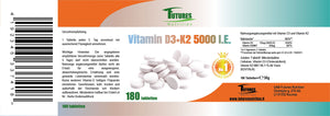 Vitamin D3 5000 I.E. + Vitamin K2 -180 tablets - Vitamin D3 K2