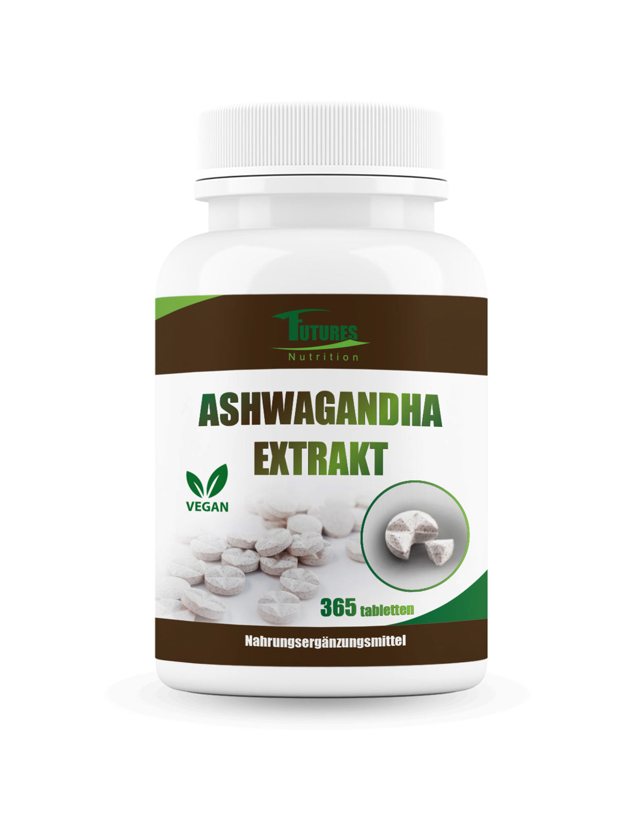 Futures Nutrition Ashwagandha Extrakt Jahresvorrat - 365 hochdosierte Tabletten