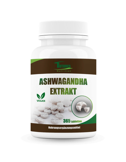 Futures Nutrition Ashwagandha Extrakt Jahresvorrat - 365 hochdosierte Tabletten