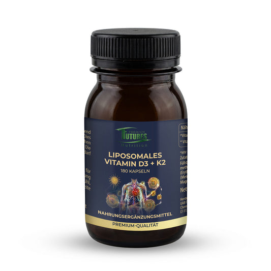 Futures Nutrition Liposomales Vitamin D3 + K2 5000 I.E. 180 Kapseln – Vorderseite