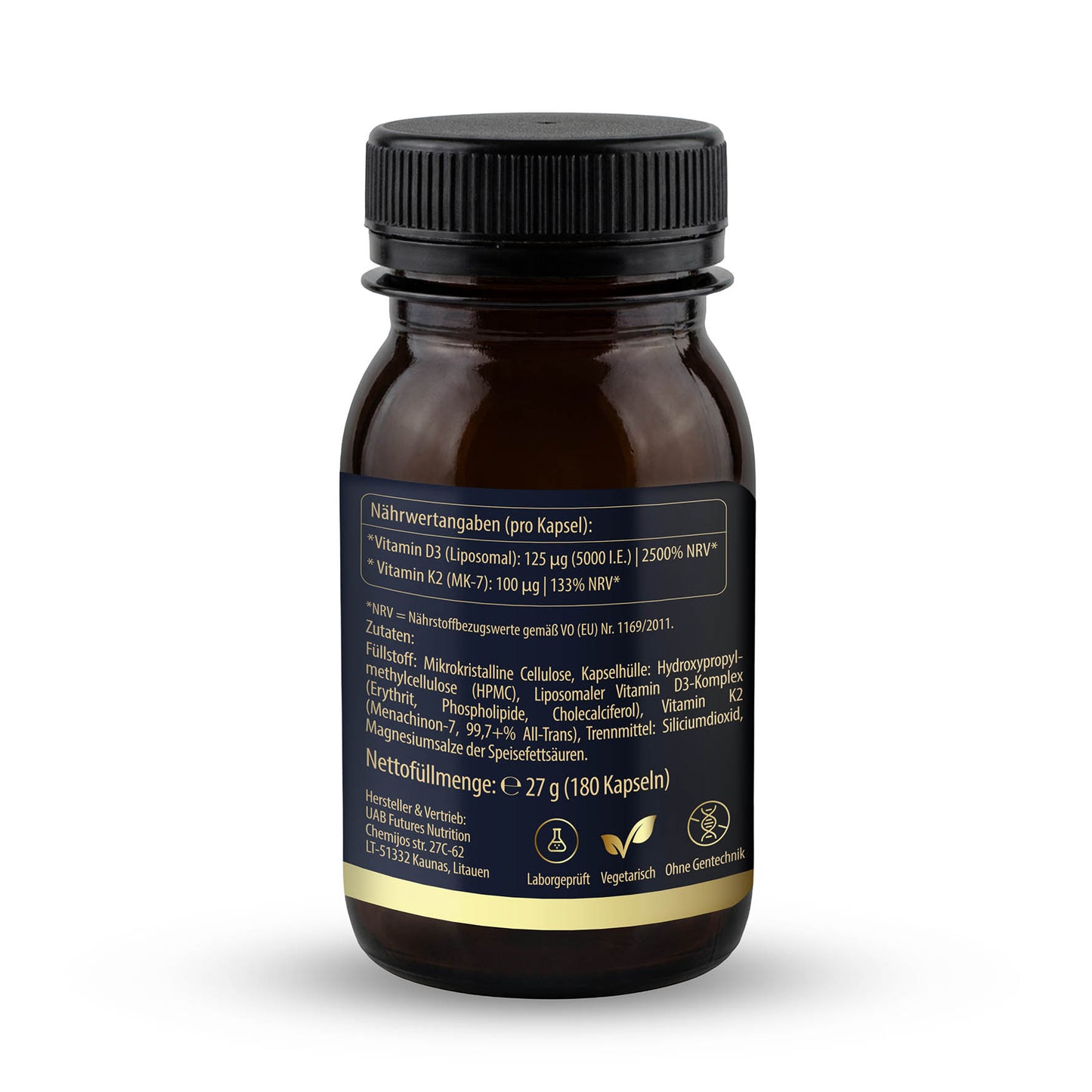 Nährwertangaben und Zutaten – Liposomales Vitamin D3 K2 von Futures Nutrition