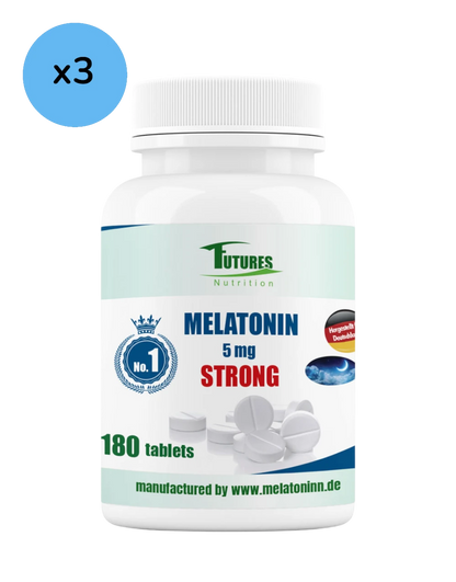 Drei Dosen Melatonin 5 mg STRONG – Vorratspack