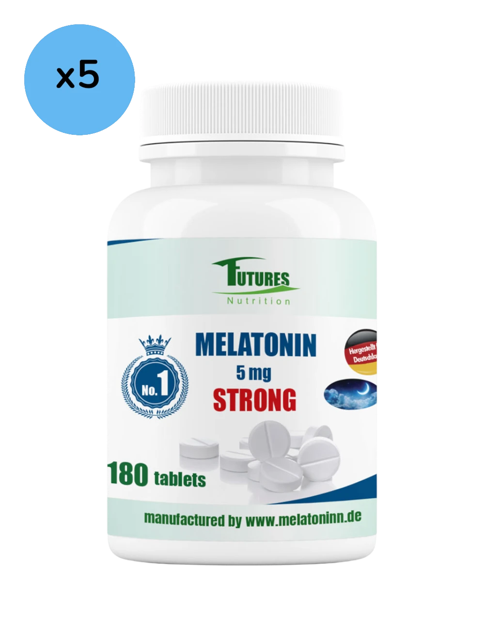 Fünf Dosen Melatonin 5 mg STRONG – Vorteilspaket