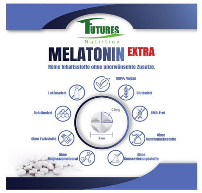 Melatonin Tabletten Nahaufnahme – teilbar in 0,5 mg Schritte
