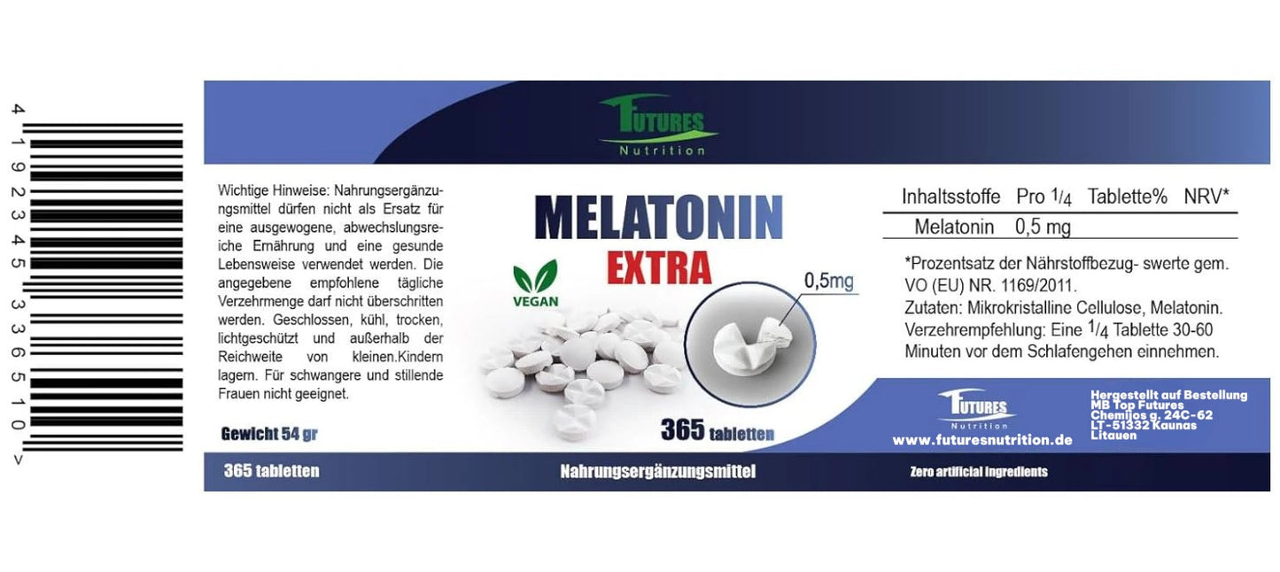 Melatonin Produktlinie in verschiedenen Dosierungen – Futures Nutrition
