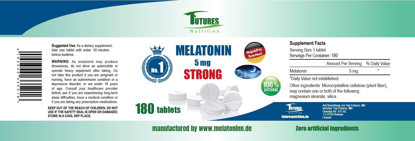 Natürliche Einschlafhilfe: Extra starkes Melatonin 5 mg zur Verkürzung der Einschlafzeit
