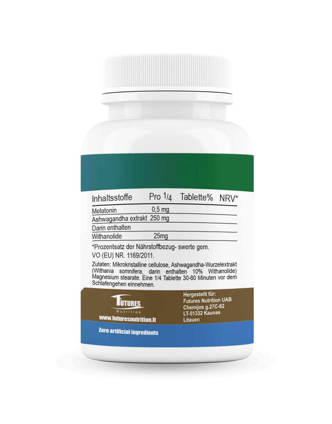 Rein pflanzliche Ashwagandha & Melatonin Tabletten - 100% Vegan, Glutenfrei und ohne Zusätze