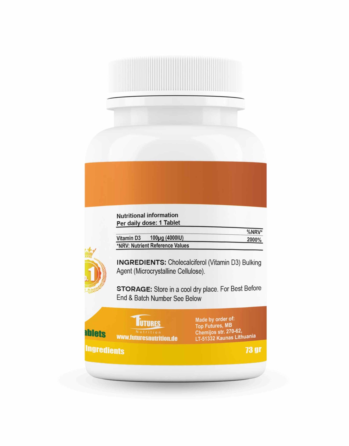 Futures Nutrition Vitamin D3 4000 I.E. Jahresvorrat - 365 hochdosierte Tabletten