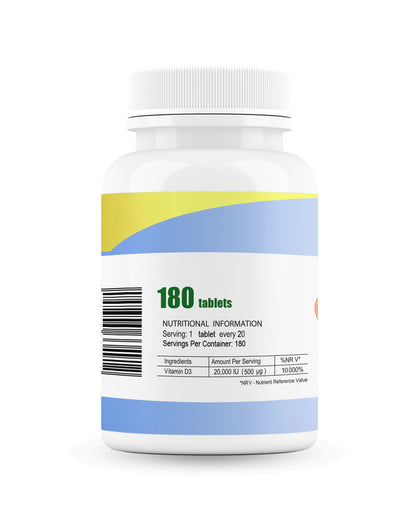 100 x vitamin D3 20000I.e 18000 tablet