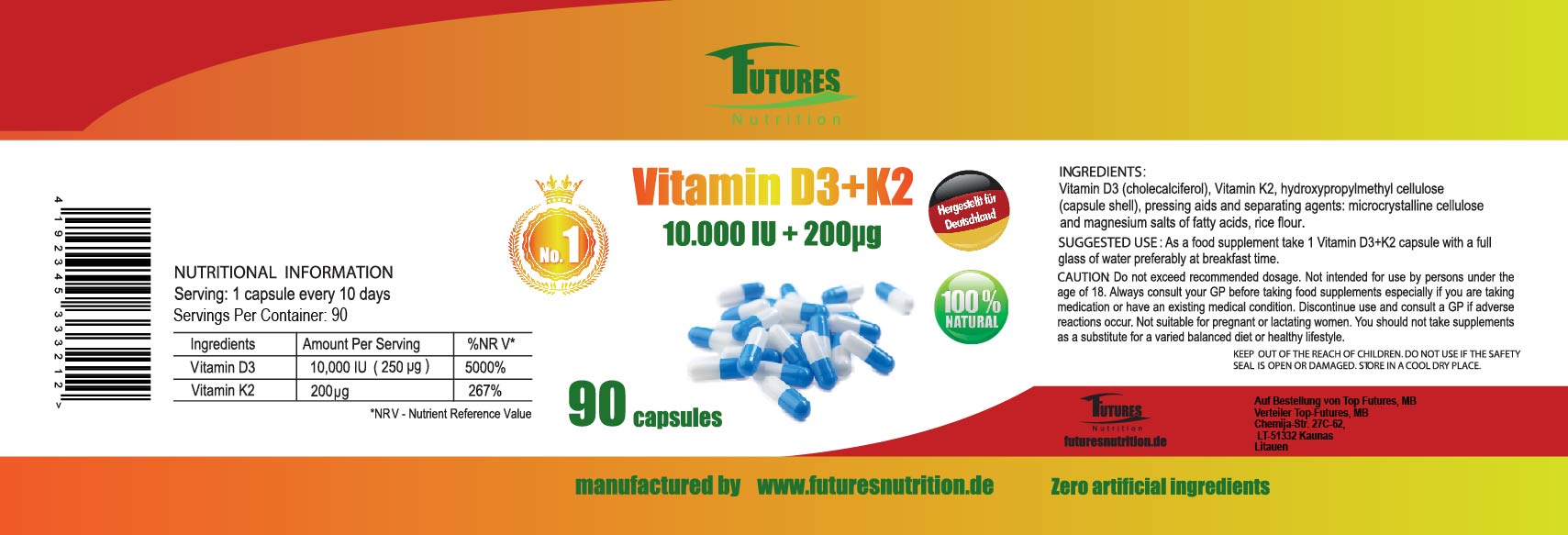 10 x vitamina D3 + k2 10000I.e