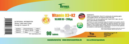 100 x Vitamin D3 K2 10000i.e 9000 tablets