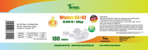 Vitamin D3 + K2 10000i.e 180 tablets