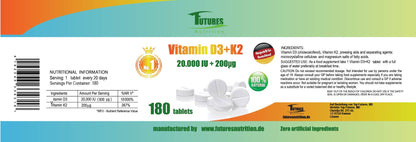 2 x Vitamin D3 20000 I.e + K2 MK7 200 MCG super strong