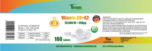 5 X Vitamin D3 20000 I.E + K2 MK7 200 Mcg Super Stark
