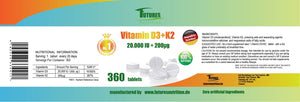 5 x Witamina D3 + K2 MK7 20 000 IE + 200 μg Wszystkie trans