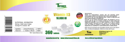 10 x Vitamin D3 10000i.e 3600 tablets