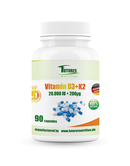 Vitamin D3 K2 20.000 IU + 200 µg Kapseln 90 Stück – Futures Nutrition