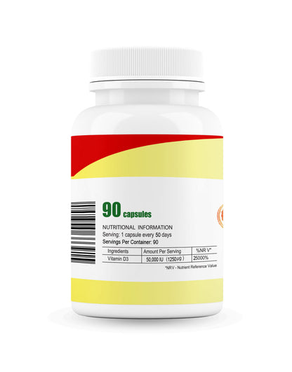 Vitamin D3 Nahrungsergänzung 50.000 IU Extra Strong – 90 Kapseln Dose
