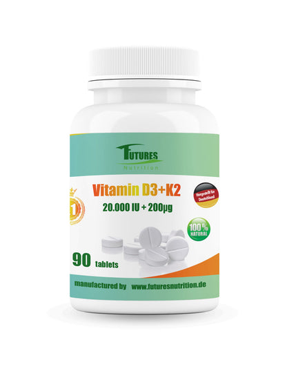 Futures Nutrition Vitamin D3 20.000 I.E. + K2 200 µg Ultra Depot - 90 hochdosierte Tabletten