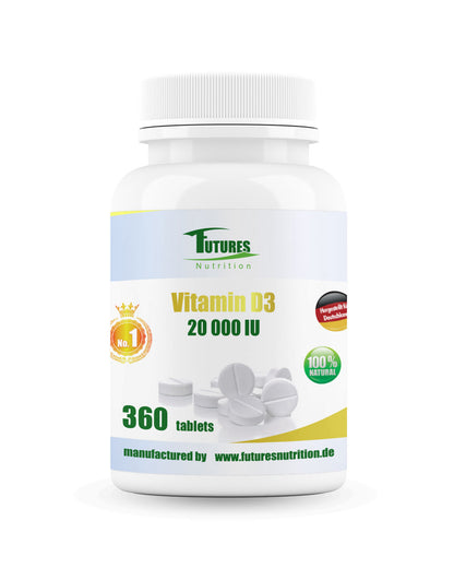 Futures Nutrition veganes Vitamin D3 20.000 I.E. Jahresvorrat - 360 Tabletten Dose