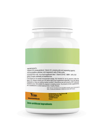 Supplement Facts – Vitamin D3 20.000 IE und K2 MK7 All-Trans 200 µg, Nährwerttabelle