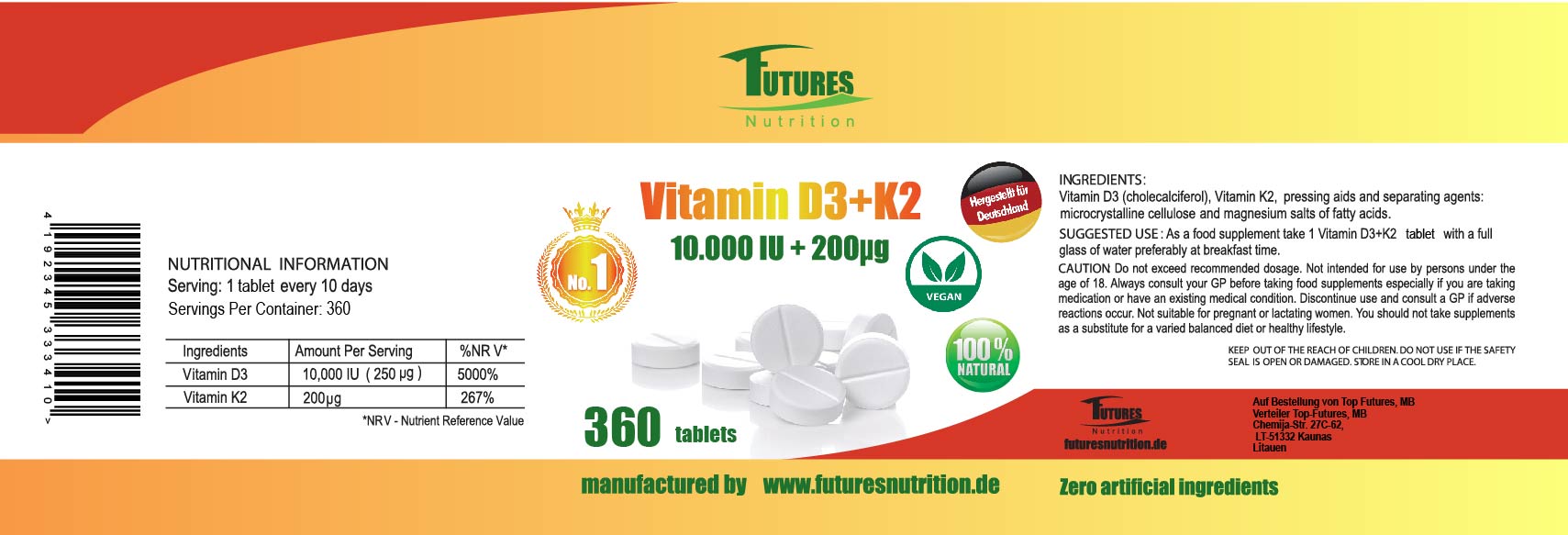 Vitamin D3 K2 10000 IE unterstützt Knochengesundheit und Immunsystem