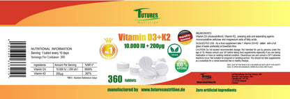 Vitamin D3 K2 10000 IE unterstützt Knochengesundheit und Immunsystem